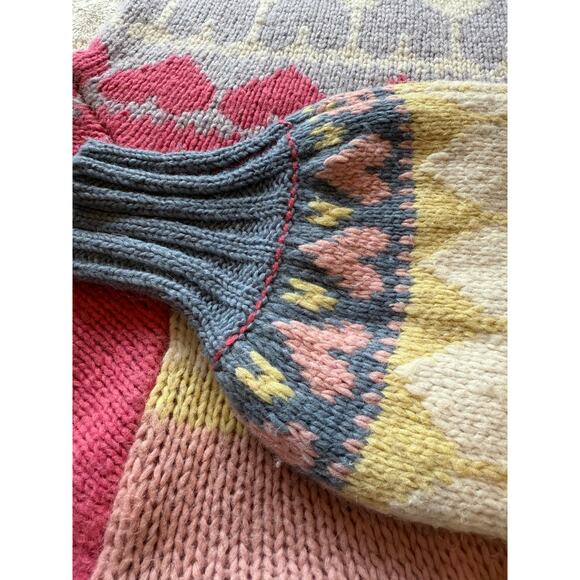 LoveShackFancy Shirelle Puff-Sleeve Heart Sweater Wool Alpaca Pink Icing Medium - Picture 10 of 15